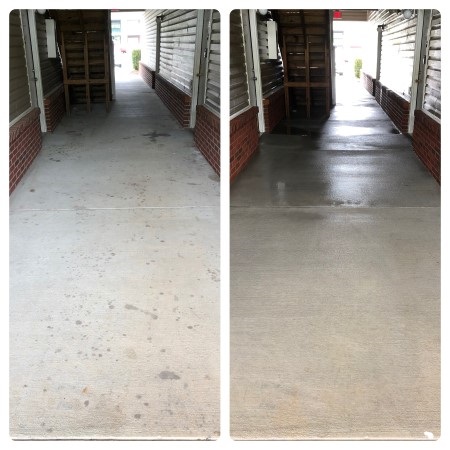 Apartment breezeway concrete cleaning in belmont nc